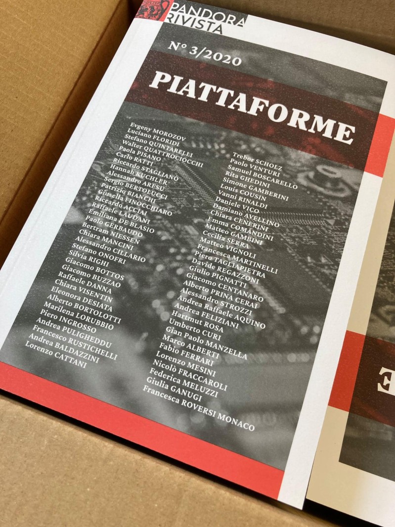 È uscito il numero 3/2020 di Pandora Rivista dedicato al tema "Piattaforme" - cheFare alla presentazione online cover